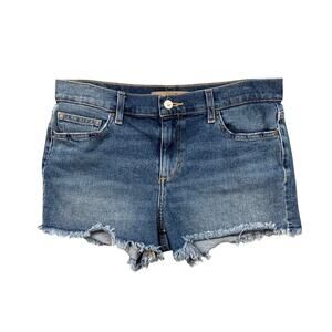 Joes Jeans Shorts Womens 29 Blue Denim Raw Hem Stretch Micro Zip Fly Stretch